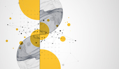 Leinwandbilder - Trendy abstract wireframe background. Modern science or technology art elements. Surface illustration. Vector.