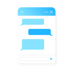 Wall Mural - Chat bot window template. Life chat example with message bubbles isolated on white background. Virtual assistant, online customer support conversation form. Mobile messenger app design