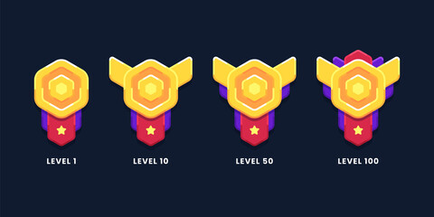 Wall Mural - Set of level badges for game