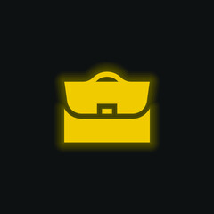 Sticker - Briefcase yellow glowing neon icon