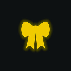 Sticker - Bow yellow glowing neon icon