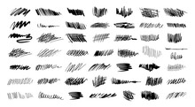 Collection Of Black Texture Hatches Isolated On White Background. Scribble With Marker And Pencil.