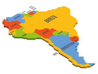 Wall Mural - Isometric political map of South America