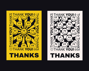 Poster - Thank You Abstract Hipster Cool Trendy Poster Vector Design.