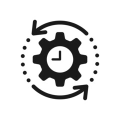 Agile process line icon. Gear and arrow. Linear vector illustration