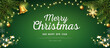 © BengkelDesign - Realistic christmas and new year banner with branches on green background
