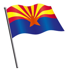 Poster - arizona az state flag flying on flagpole