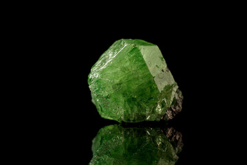 Wall Mural - macro mineral stone Demantoid on a black background