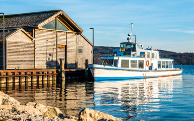 Canvas Print - passenger ship at a lake