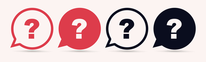 Aufkleber - Question mark set of vector isolated icons. Help sign speech bubble. Chat question icon. Question concept
