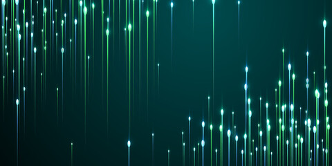 Dynamic vertical line rays data flows vector.