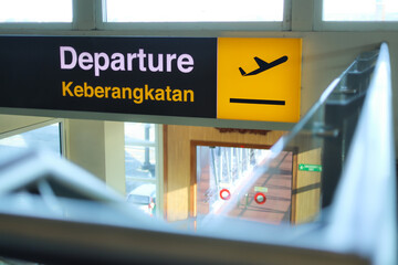Wall Mural - indonesia departure sign on the airport