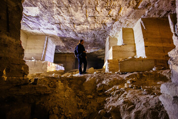 Sticker - Urban explorer in old abandoned limestone mine
