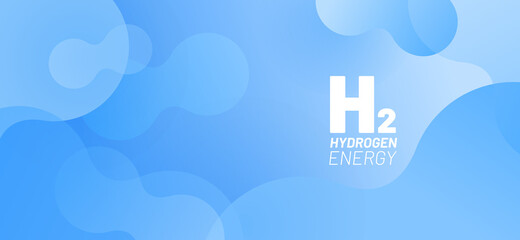 abstract blue background for website banner in bright blue. floating round elements and molecules wi