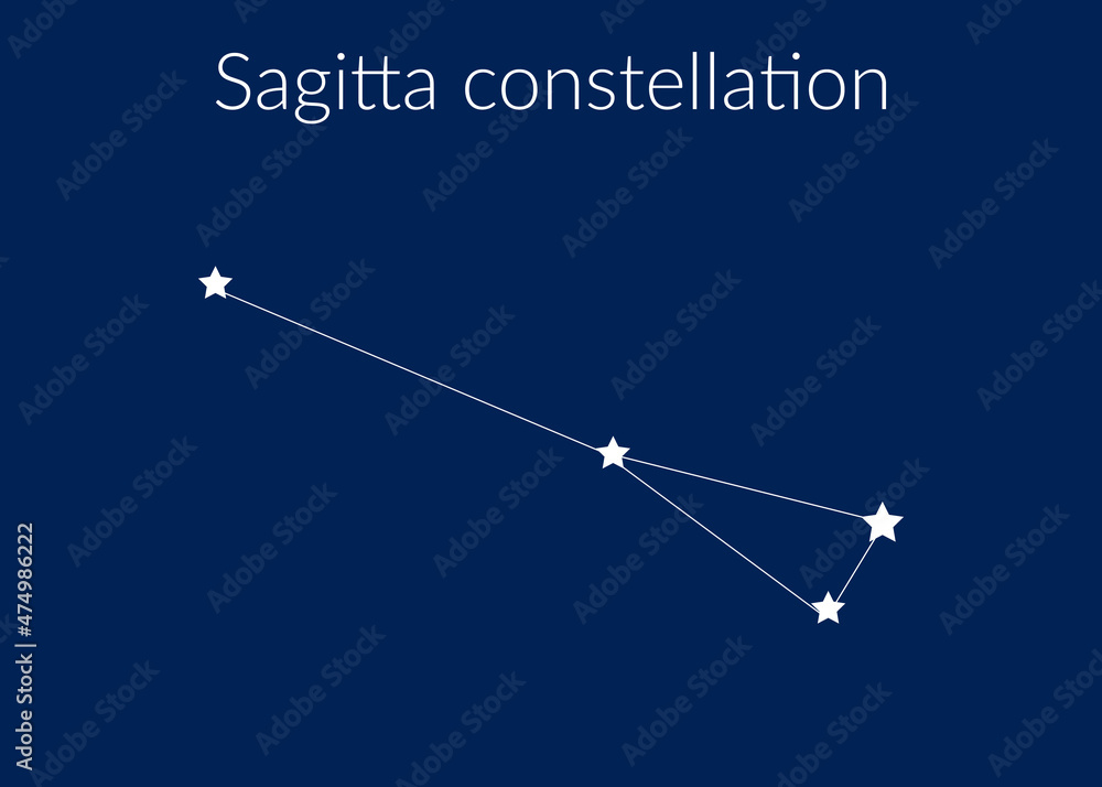 sagitta-zodiac-constellation-sign-with-stars-on-blue-background-of