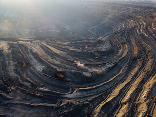 Wall Mural - Open pit mine in mining and processing plant, aerial view