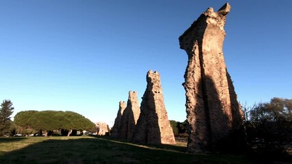 Sticker - the ruins of the old Roman aqueduct in the Mediterranean city of Frejus France