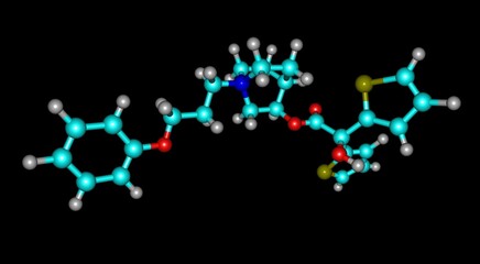 Sticker - Aclidinium bromide molecular structure isolated on black