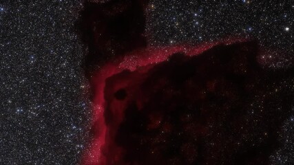 Wall Mural - Spaceship travelling at the speed of light through a red nebula in space. 3d animation