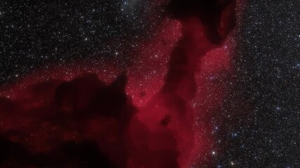 Wall Mural - Spaceship travelling at the speed of light through a red nebula in space. 3d animation