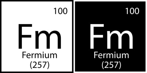 Wall Mural - Fermium chemical element. Mendeleev table. Modern design. Education background. Vector illustration. Stock image. 