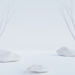 Fototapete - Minimal scene mockup with white color background for product presentation.3D Rendering illustration.