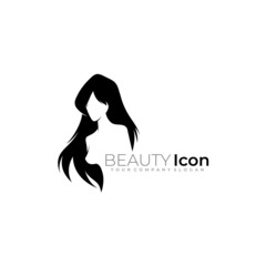 Wall Mural - Girl logo and salon design vintage , black icon