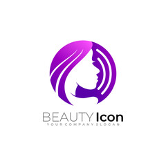 Wall Mural - Salon logo and circle design combination, girl logos