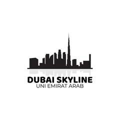 dubai skyline silhouette logo vector icon symbol illustration design