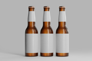 Wall Mural - Cold Beer Bottle with Blank Label