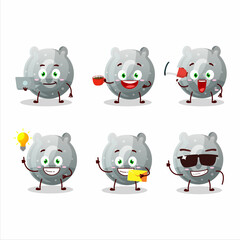 Wall Mural - Gray gummy candy G cartoon character with various types of business emoticons