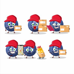 Wall Mural - Cartoon character design of blue gummy candy A working as a courier