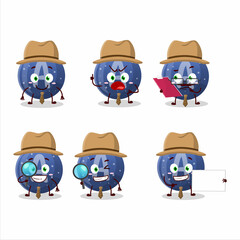 Wall Mural - Detective blue gummy candy A cute cartoon character holding magnifying glass