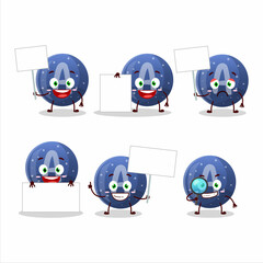 Sticker - Blue gummy candy A cartoon character bring information board