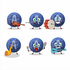 Poster - Cartoon character of blue gummy candy A playing some musical instruments