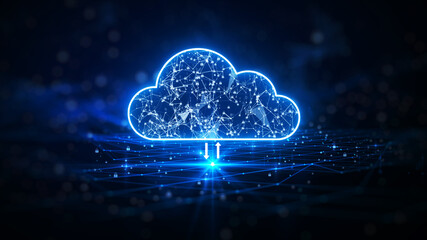 Canvas Print - cloud computing. the data transfer and storage concept has a cloud in the middle connected to a whit