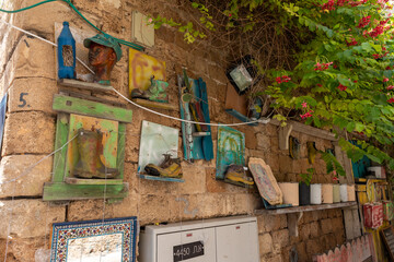 Wall Mural - Decorative decorations in old quiet streets in the old city of Acre in northern Israel