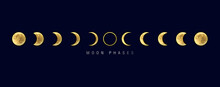 Set Of Moon Phases The Shape Of The Sun When The Solar Eclipse Occurs. Night Space Astronomy And Nature Moon Phases. The Whole Cycle From New Moons To Full Moon
Set Of Moon Phases The Shape Of The Sun