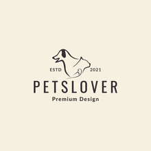 Hipster Pet Dog Cat Minimal Logo Symbol Icon Vector Graphic Design Illustration Idea Creative