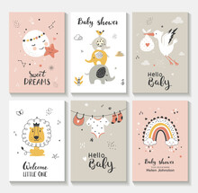 Little Lion, Moon And Star, Stork, Cute Characters Set, Posters For Baby Room, Greeting Cards, Kids And Baby T-shirts, And Wear