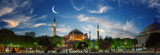 Fototapeta  - Hagia Sophia Mosque under sky with young moon in early morning