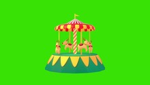 Looped 3d Christmas Reindeer Carousel On Green Screen Background Animation.