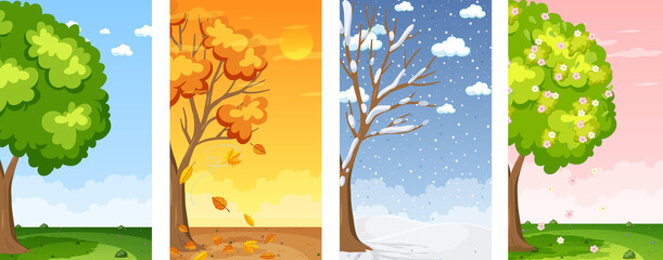 Wall Mural - Set of four seasons backgrounds