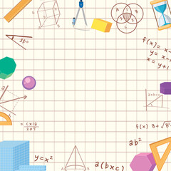 Wall Mural - Blank math template with math tools and elements