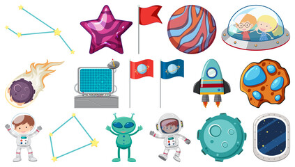 Wall Mural - set of isolated fantasy space objects
