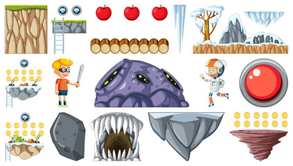 Wall Mural - Isolated fantasy space game objects and elements set