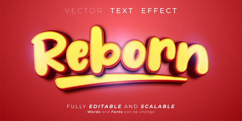 Wall Mural - Editable text effect - Reborn text 3d style concept