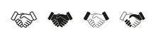 Handshake Icon. Hand Shake Sign. Shaking Hand Vector Set Isolated On White Background. Business Contract Deal Sign. Friendship Symbol.