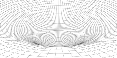 abstract wireframe tunnel. science wormhole. vector 3d portal grid. futuristic fantasy funnel.