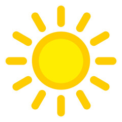 Wall Mural - sun icon. bright yellow sol symbol with rays in childish simple style
